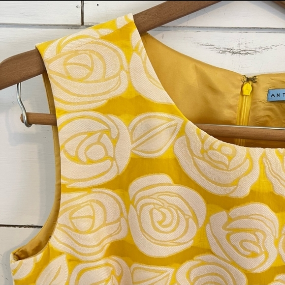 Antonio melani lemon yellow rose print dress. size 8 - Picture 4 of 10